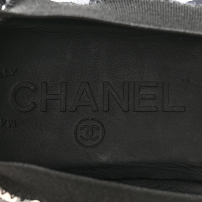Chanel Fabric Checkered CC Elastic Cap Toe Ballerina Flats 39 Black White 6 of 11