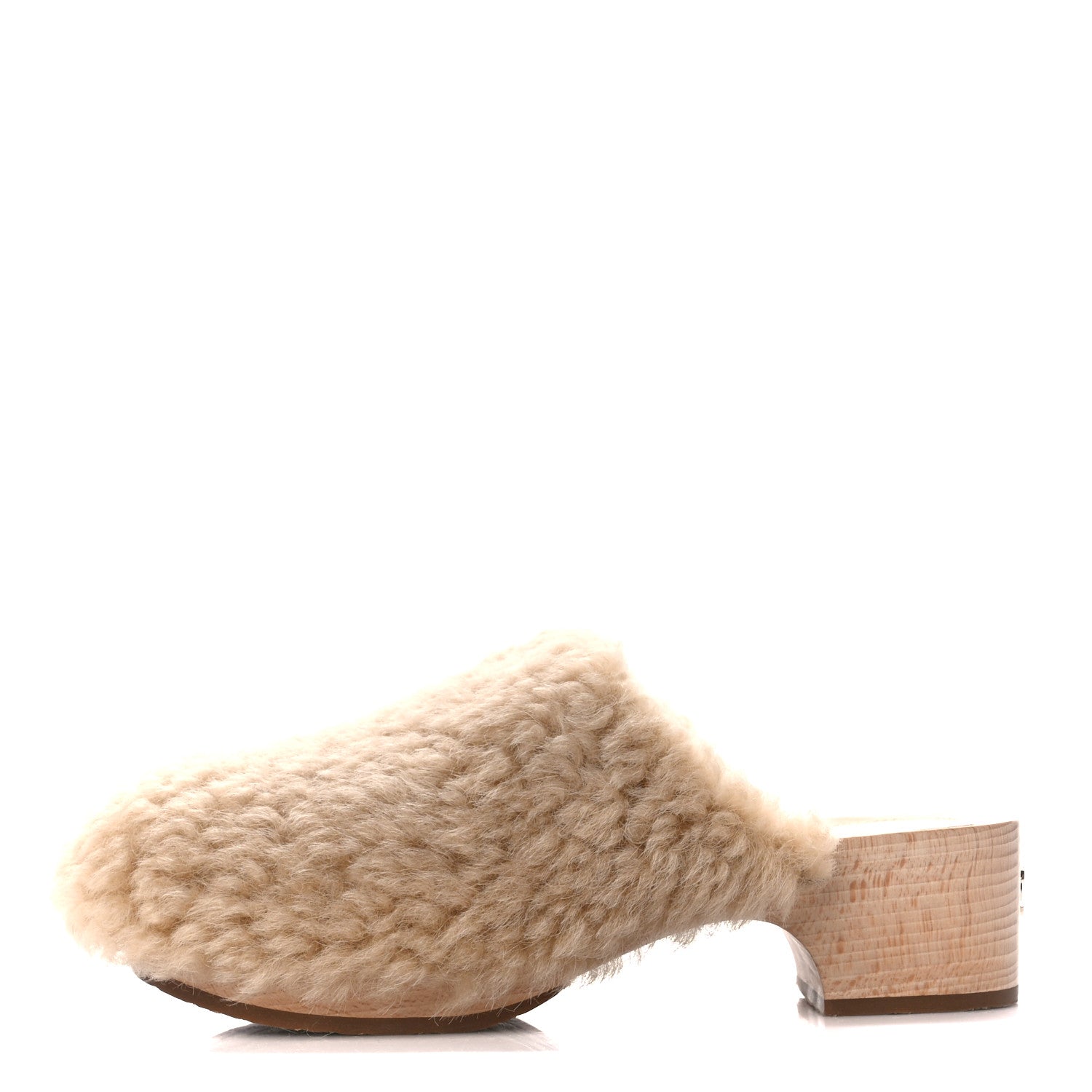 Chanel Shearling Lambskin Clogs 38 Beige 1 of 10