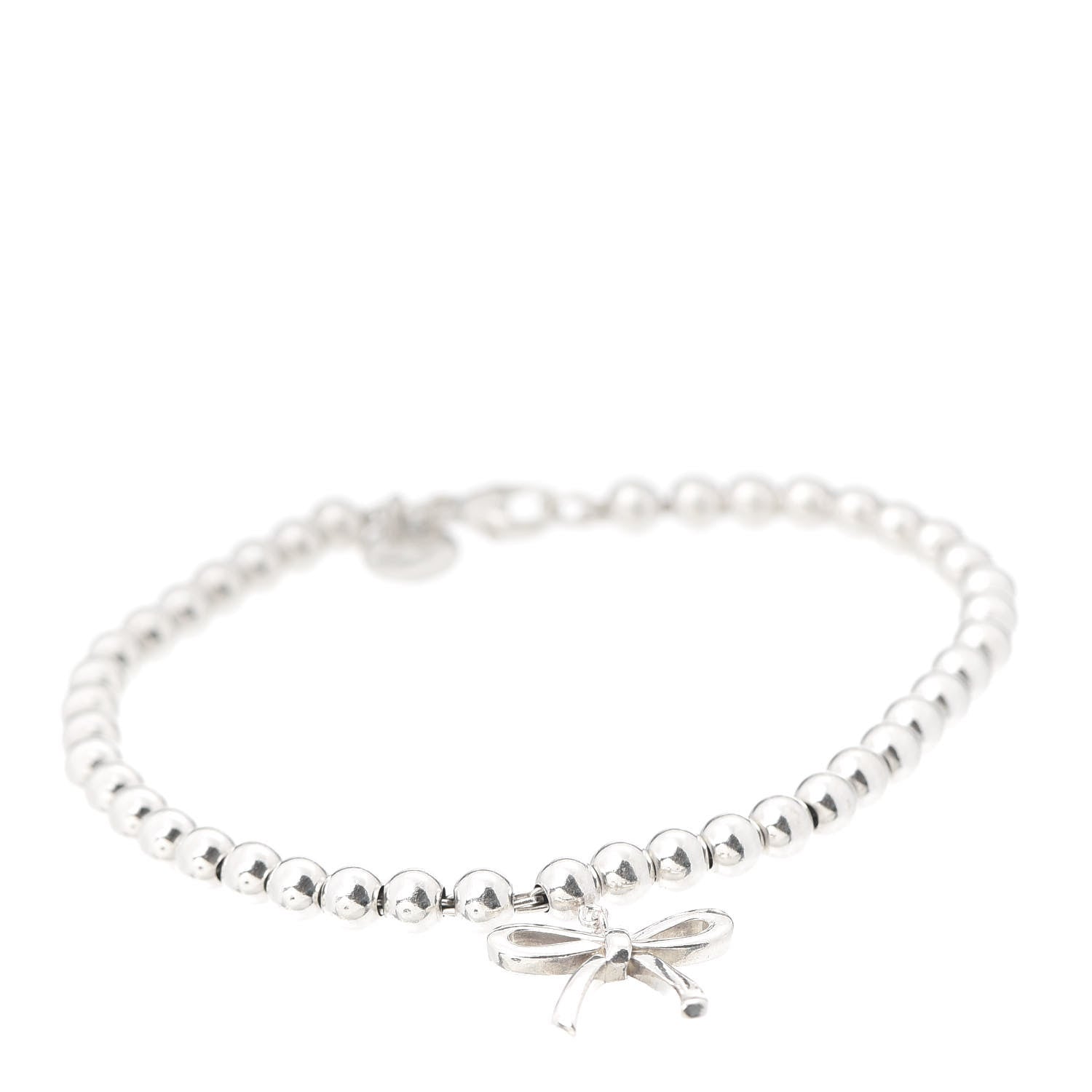 Tiffany Sterling Silver 4mm Bow Bead Bracelet 1 of 6
