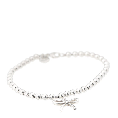 Tiffany Sterling Silver 4mm Bow Bead Bracelet 1 of 6