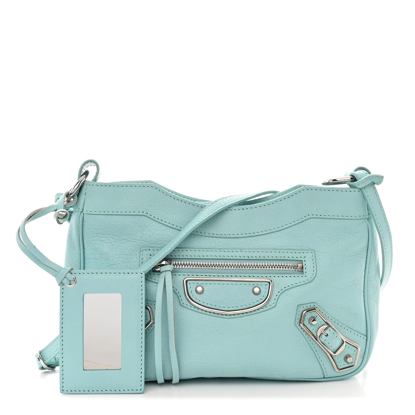 Chevre Silver Metallic Edge Hardware Hip Bleu Maldives
