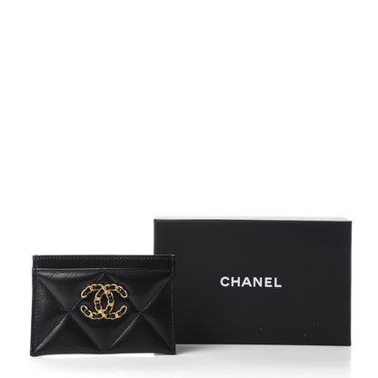 Chanel Shiny Goatskin Quilted 19 Card Holder Black 9 of 9