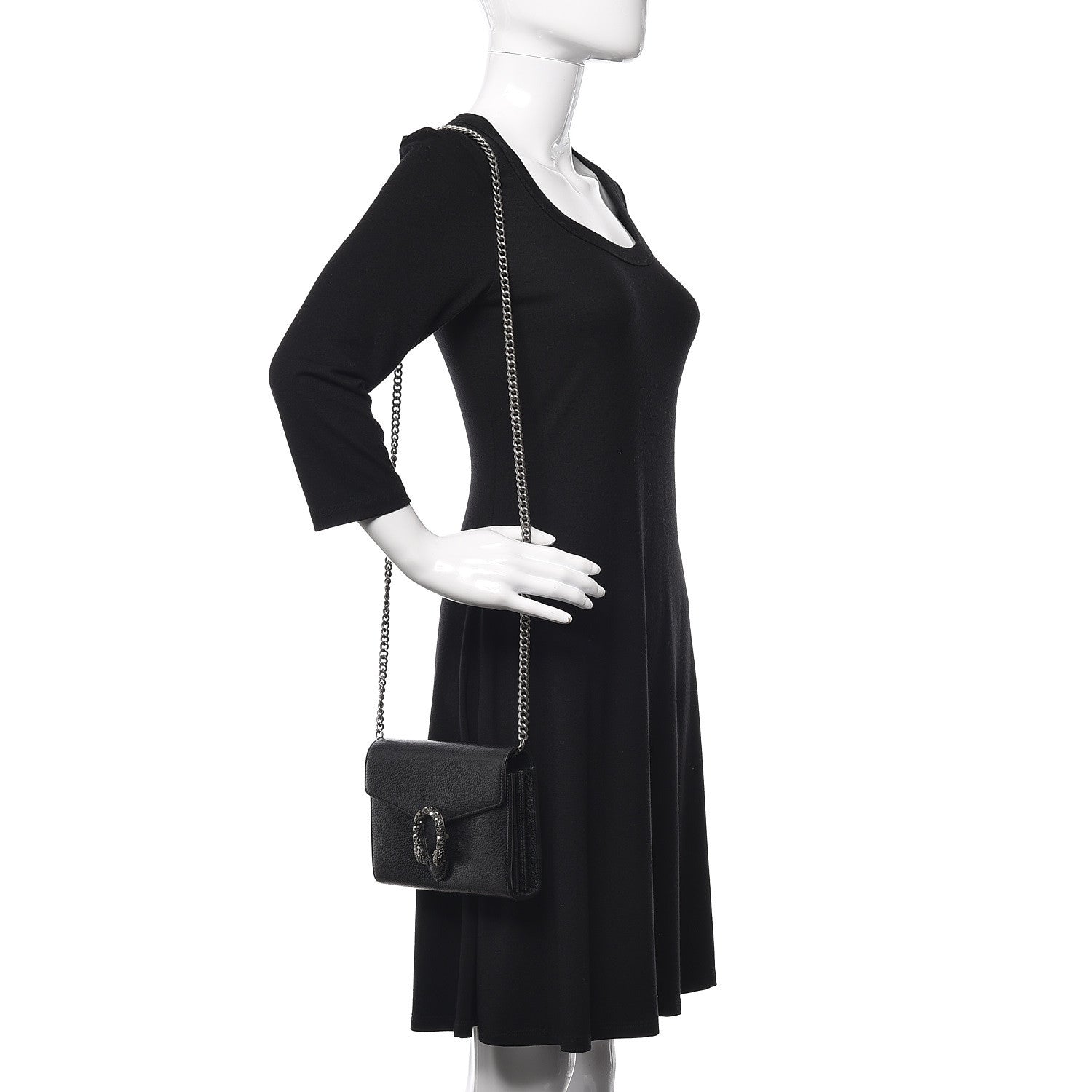 Gucci Calfskin Mini Dionysus Chain Wallet Black 2 of 12