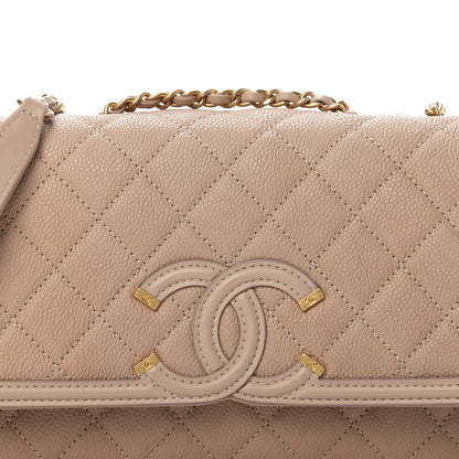 Chanel Caviar Quilted Small CC Filigree Flap Beige 10 of 11