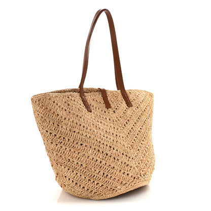 Saint Laurent Raffia Calfskin Large Panier Tote Naturel 3 of 12