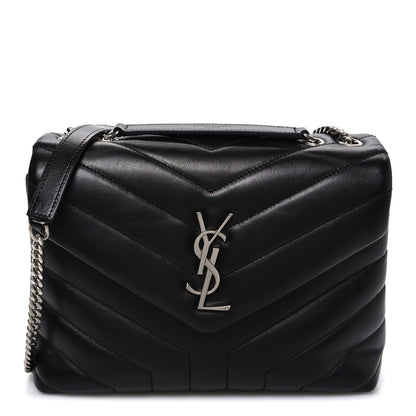 Saint Laurent Calfskin Y Quilted Monogram Small Loulou Chain Satchel Black Black 1 of 10