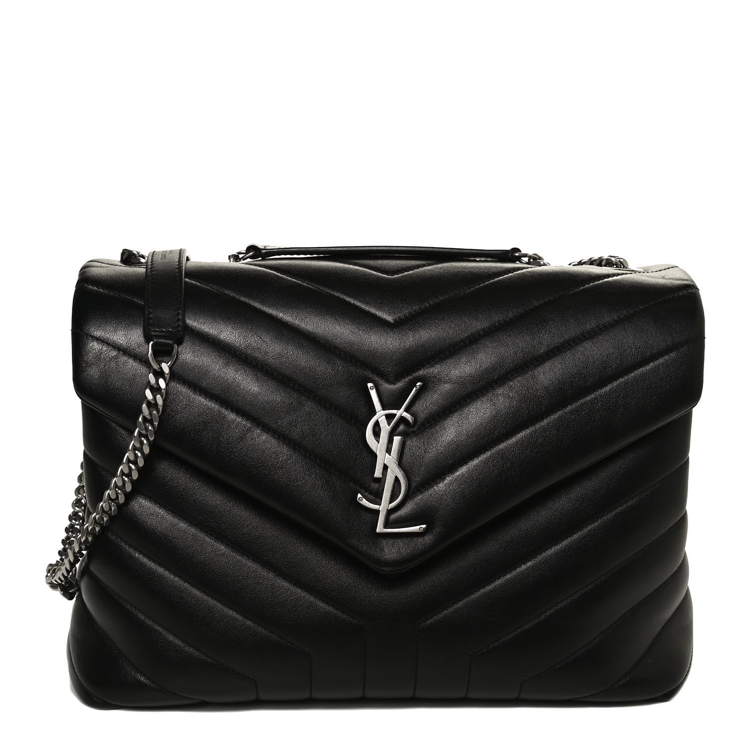 Saint Laurent Calfskin Y Quilted Monogram Medium Loulou Chain Satchel Black 1 of 13