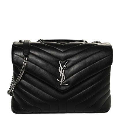Saint Laurent Calfskin Y Quilted Monogram Medium Loulou Chain Satchel Black 1 of 13