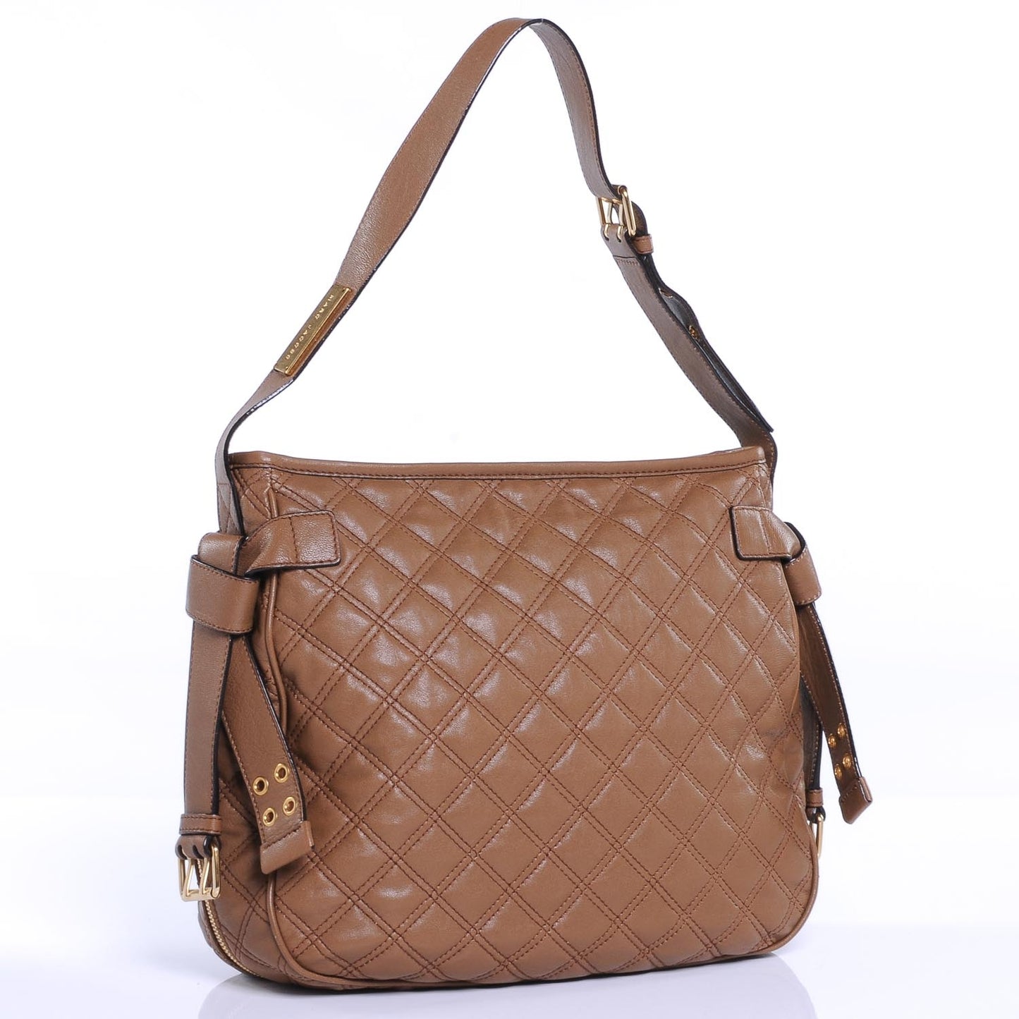 Leather Quilted Iris Hobo Taupe