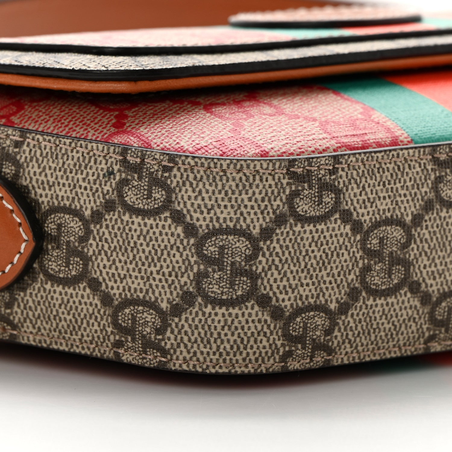 Gucci X DANS LE VERT GG Supreme Monogram Cuoio Web Mini Retro Interlocking G Top Handle Beige Rosso Ebony Harness Brown 10 of 16
