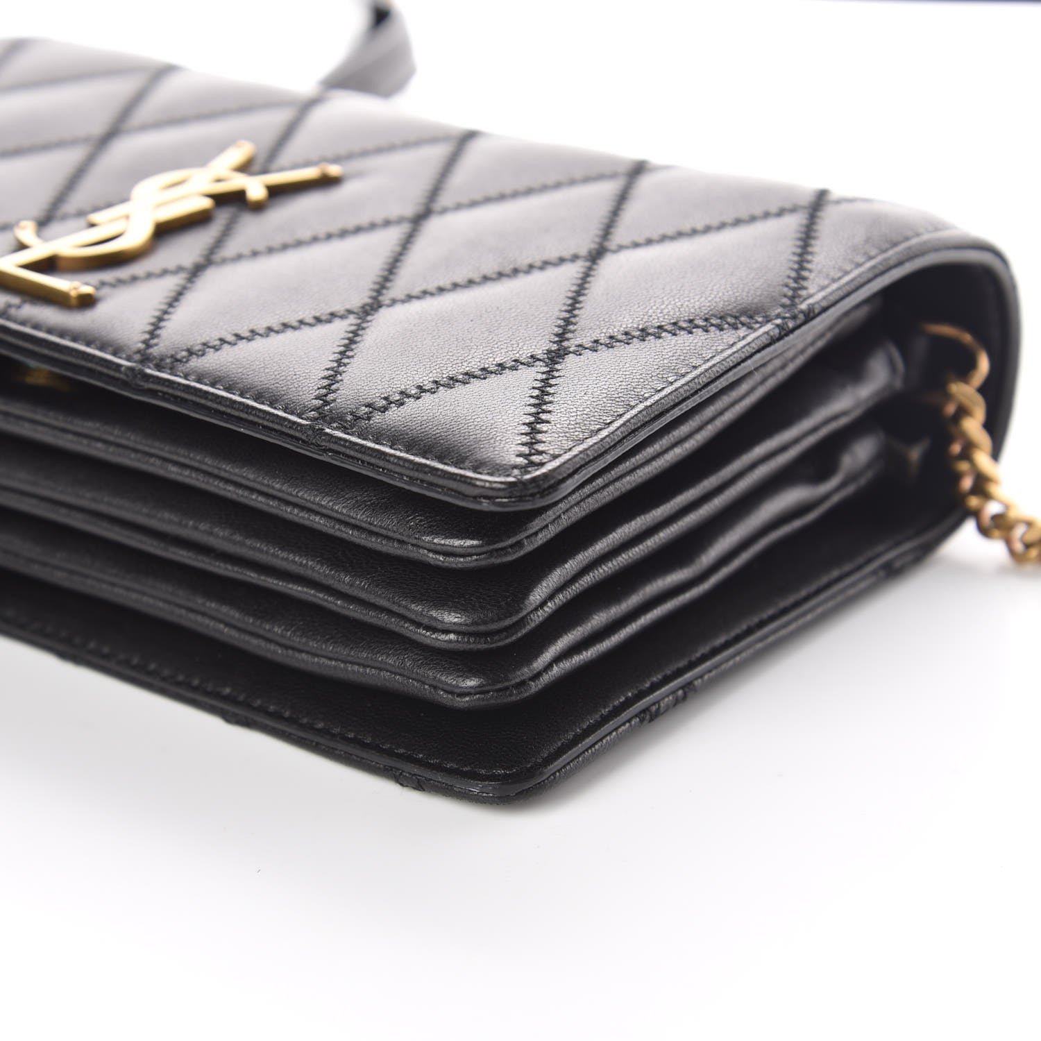 Saint Laurent Lambskin Diamond Quilted Monogram Angie Chain Bag Black 6 of 16