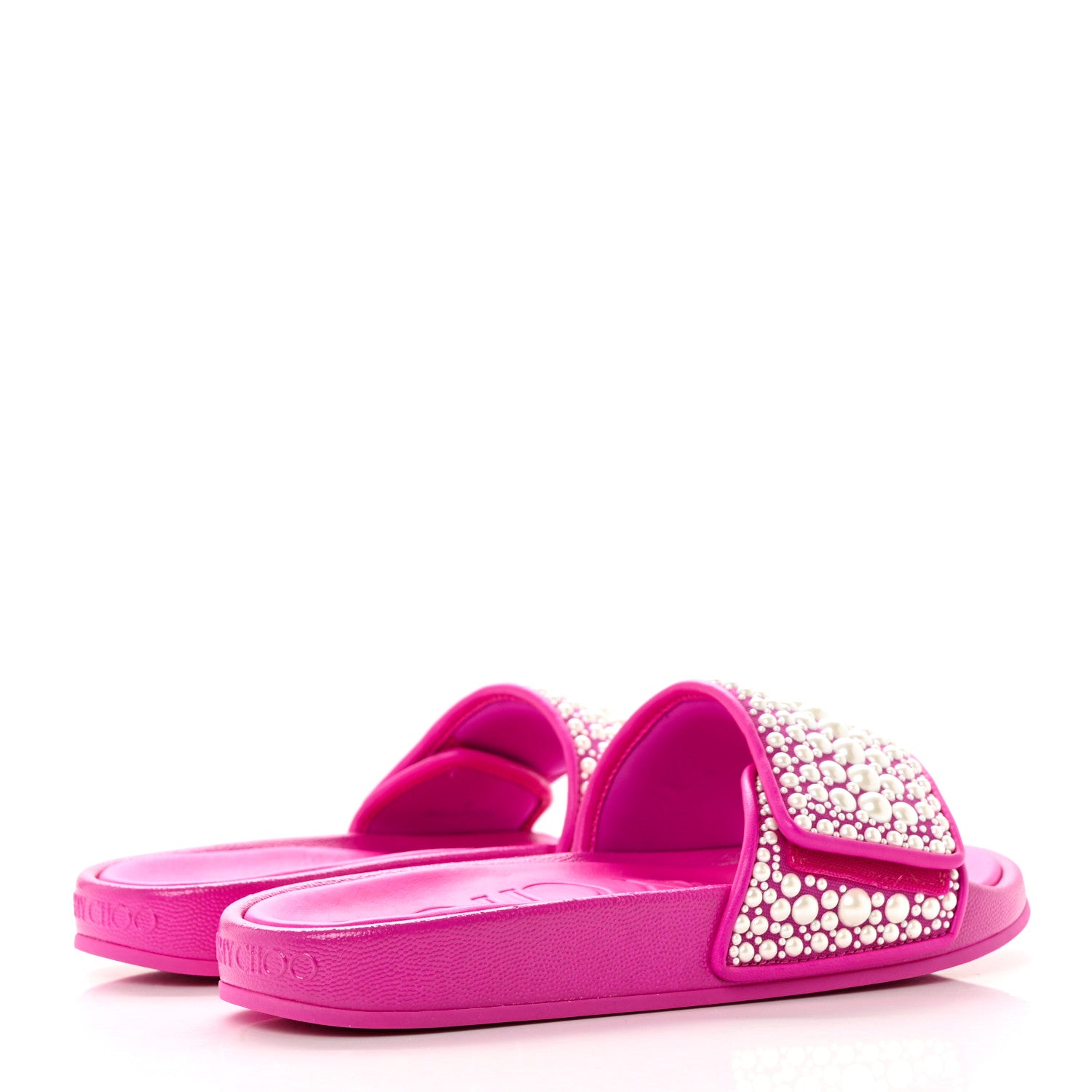 Jimmy Choo Canvas Calfskin Pearls Fitz Sandals 37 Pink 4 of 7
