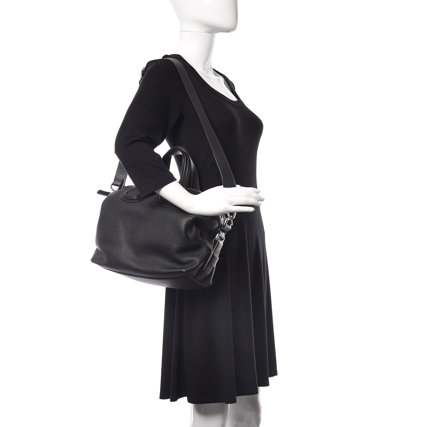 Pebbled Calfskin Small Nightingale Black