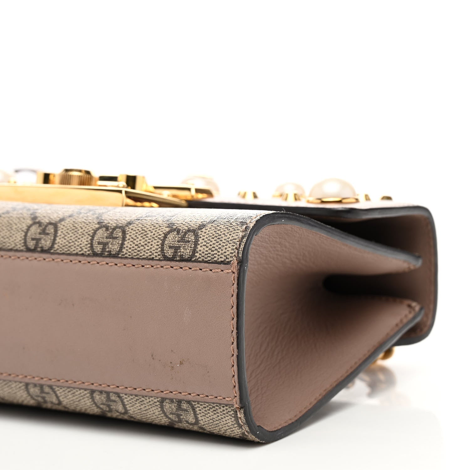 Gucci GG Supreme Monogram Studded Small Padlock Shoulder Bag Porcelain Rose 9 of 10