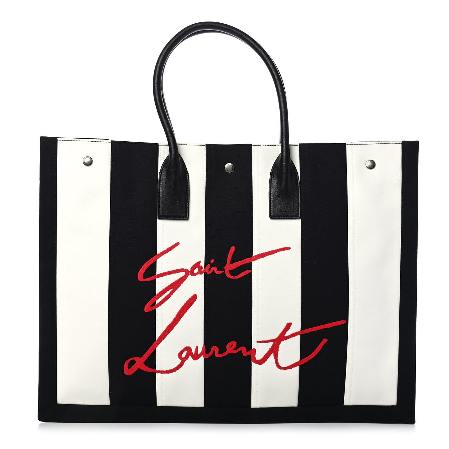 Canvas Noe Striped Tote Black White