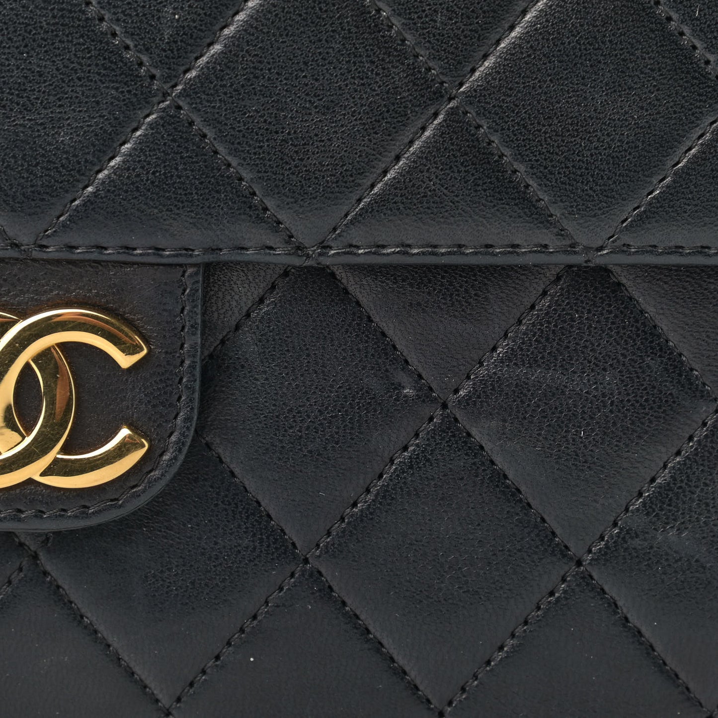 Lambskin Quilted Small Single Flap Black