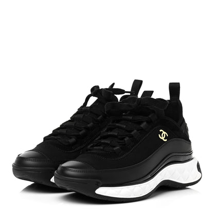 Chanel Velvet Calfskin Mixed Fibers CC Sneakers 37 Black 3 of 8