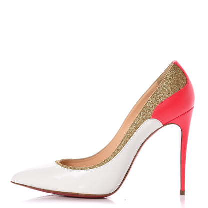 Christian Louboutin Glitter Patent Fluo Tucsick 100 Pumps 39.5 White Gold 1 of 9