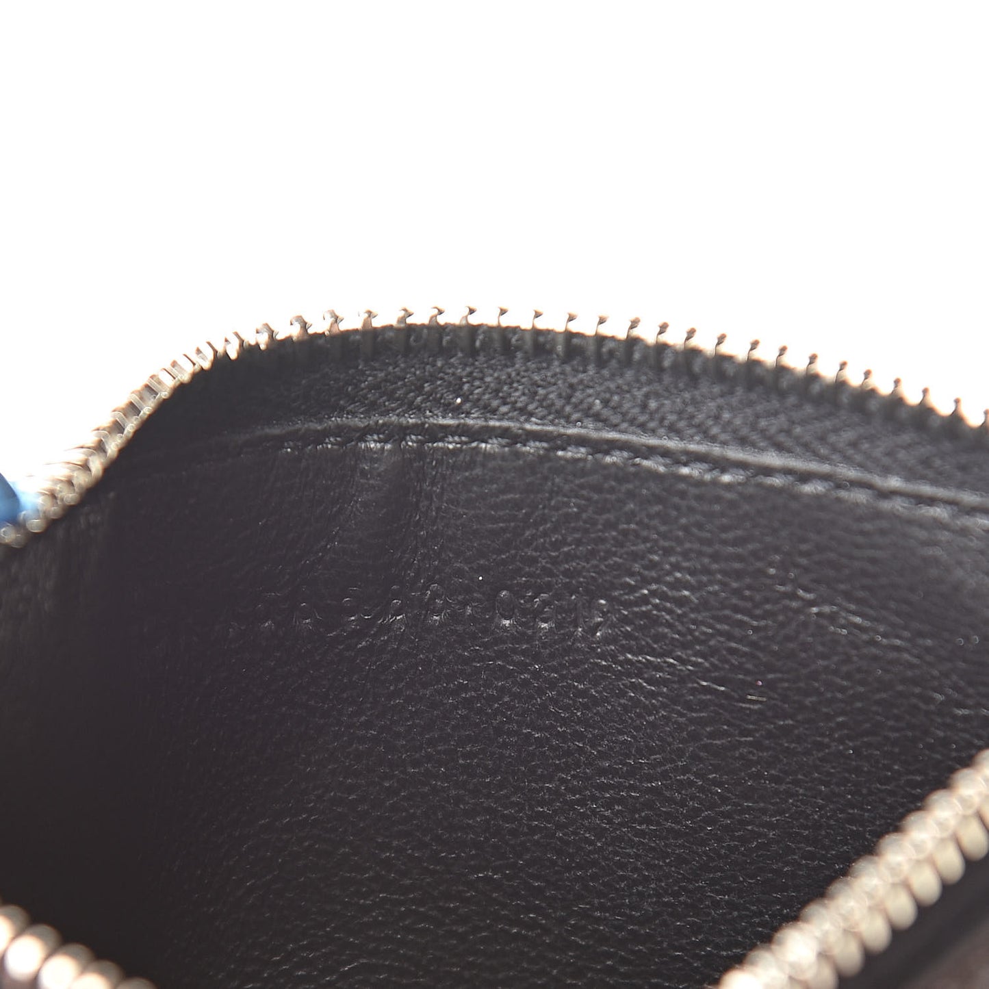 Calfskin Crocodile Embossed 5 Fragments Zip Pouch Card Holder Black