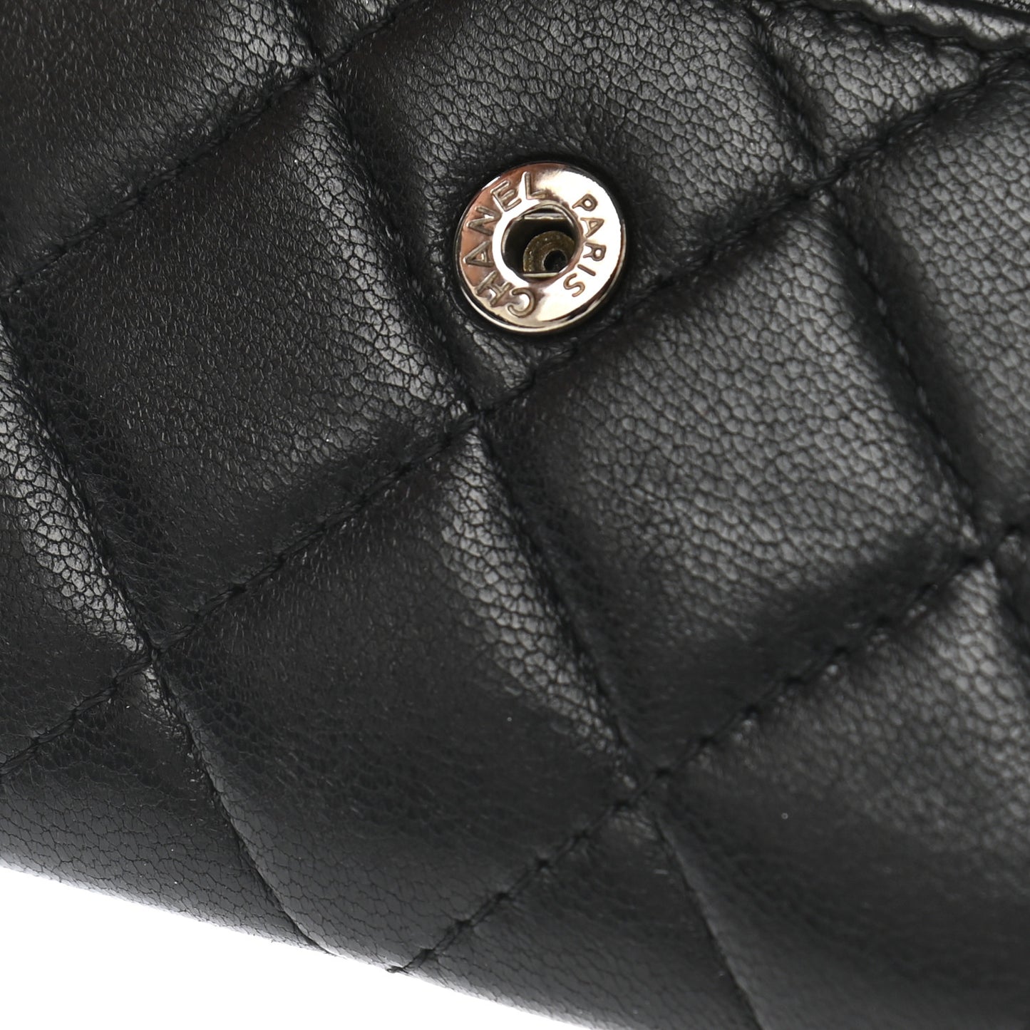 Lambskin Quilted Flap Card Holder Black