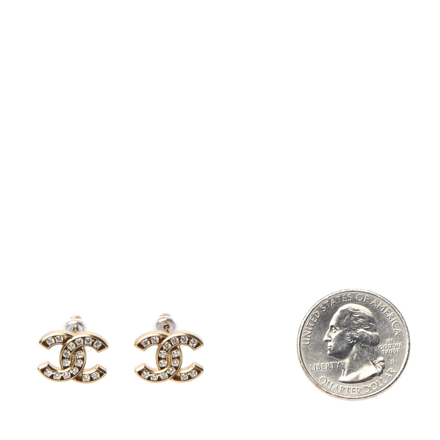 Chanel Crystal CC Earrings Gold 2 of 4