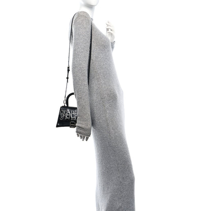 Balenciaga Box Calfskin Graffiti Logo Hourglass Top Handle Bag XS Black Silver 2 of 13