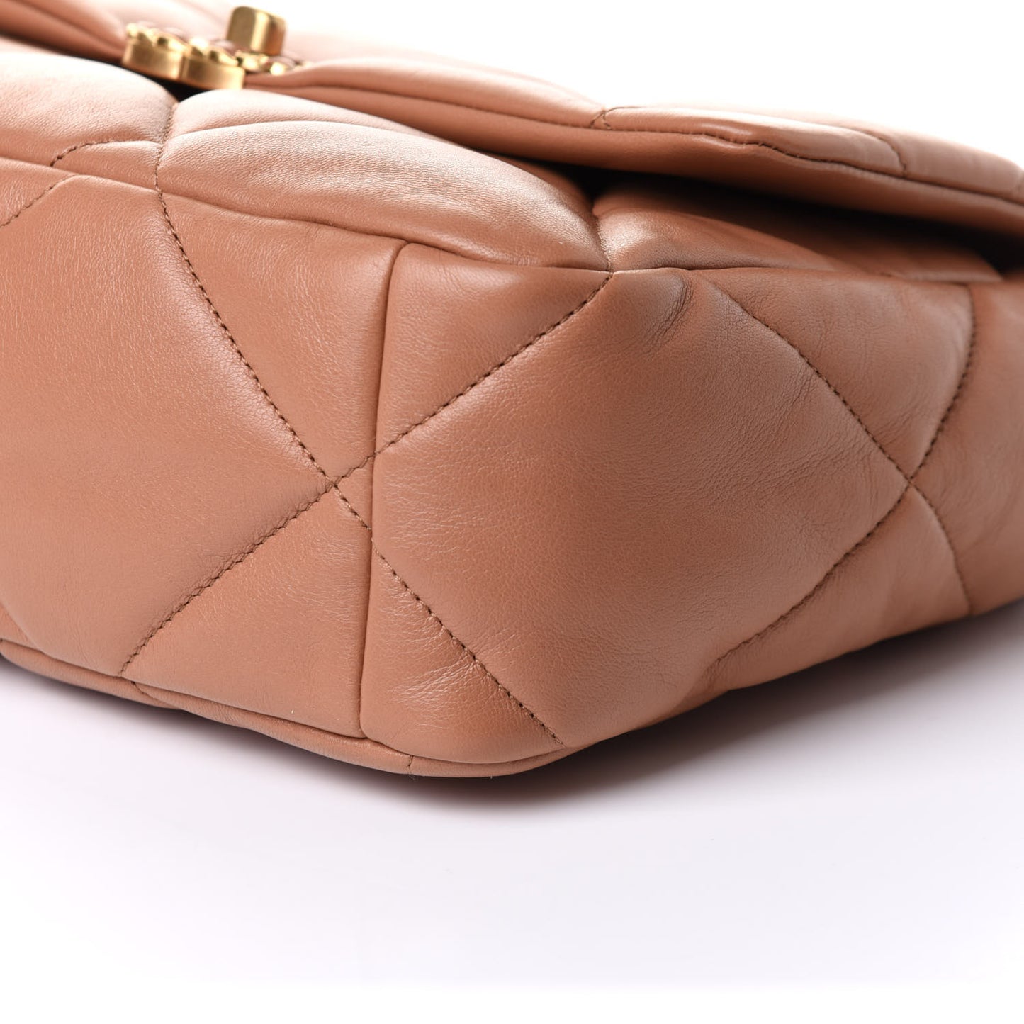 Lambskin Quilted Large Chanel 19 Flap Brown
