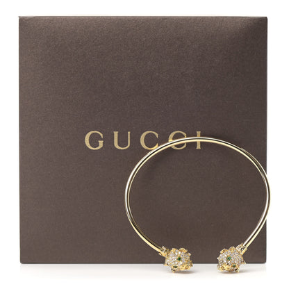 Gucci 18K Yellow Gold Diamond Tsavorite Marche des Merveilles Tiger Cuff Bracelet 6 of 6