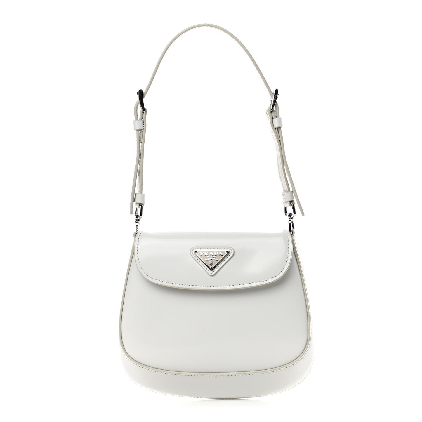 Spazzolato Mini Cleo Flap Adjustable Strap Shoulder Bag White