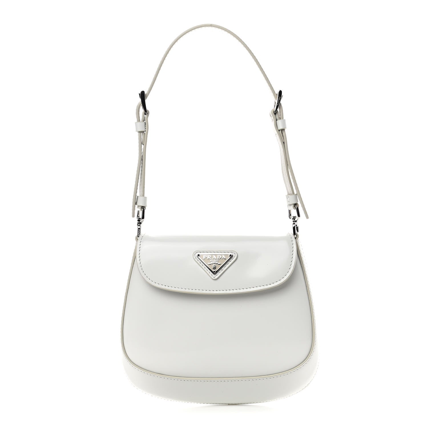 Prada Spazzolato Mini Cleo Flap Adjustable Strap Shoulder Bag White 1 of 4