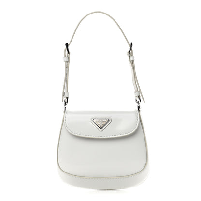 Prada Spazzolato Mini Cleo Flap Adjustable Strap Shoulder Bag White 1 of 4