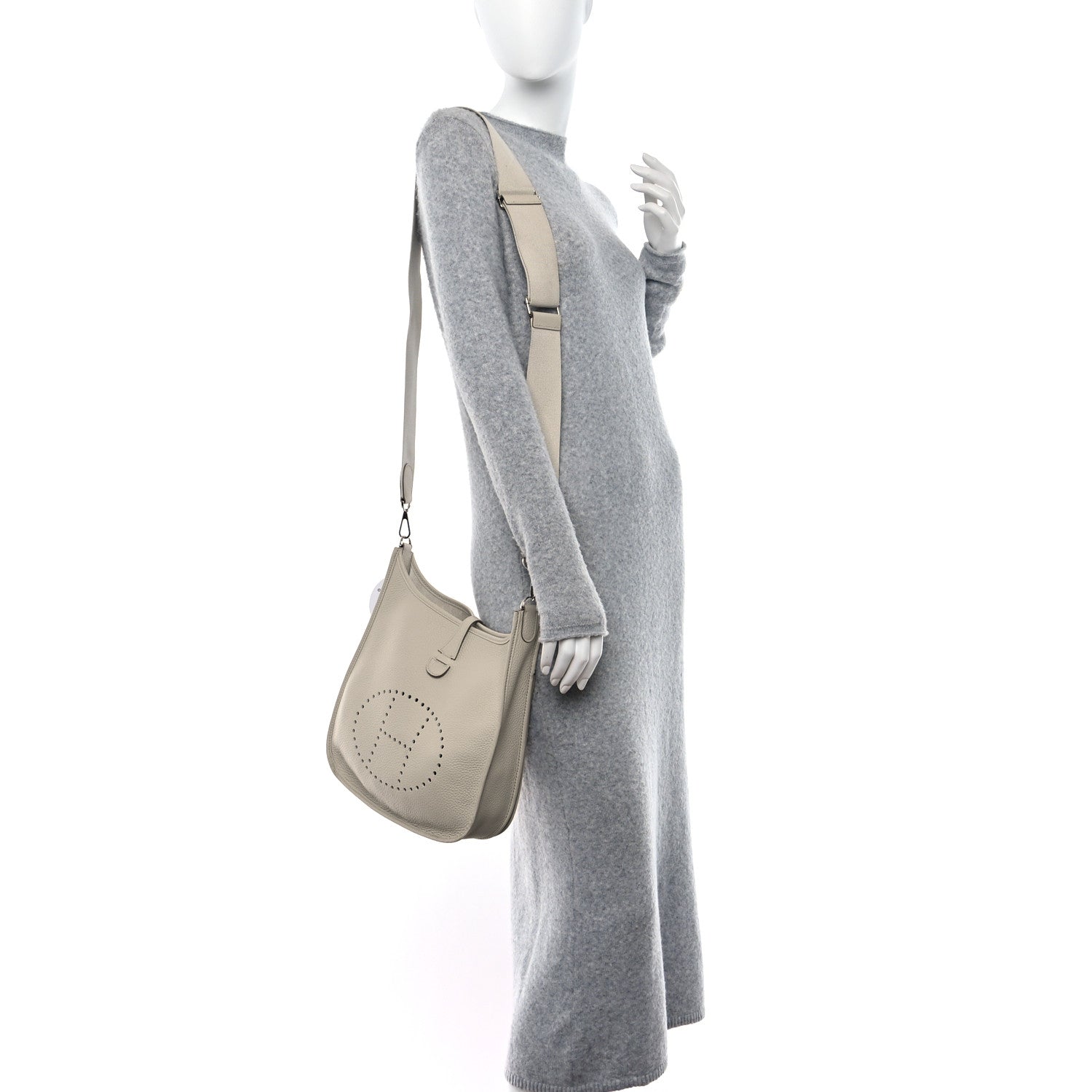 Hermes Taurillon Clemence Evelyne III PM Craie 2 of 10