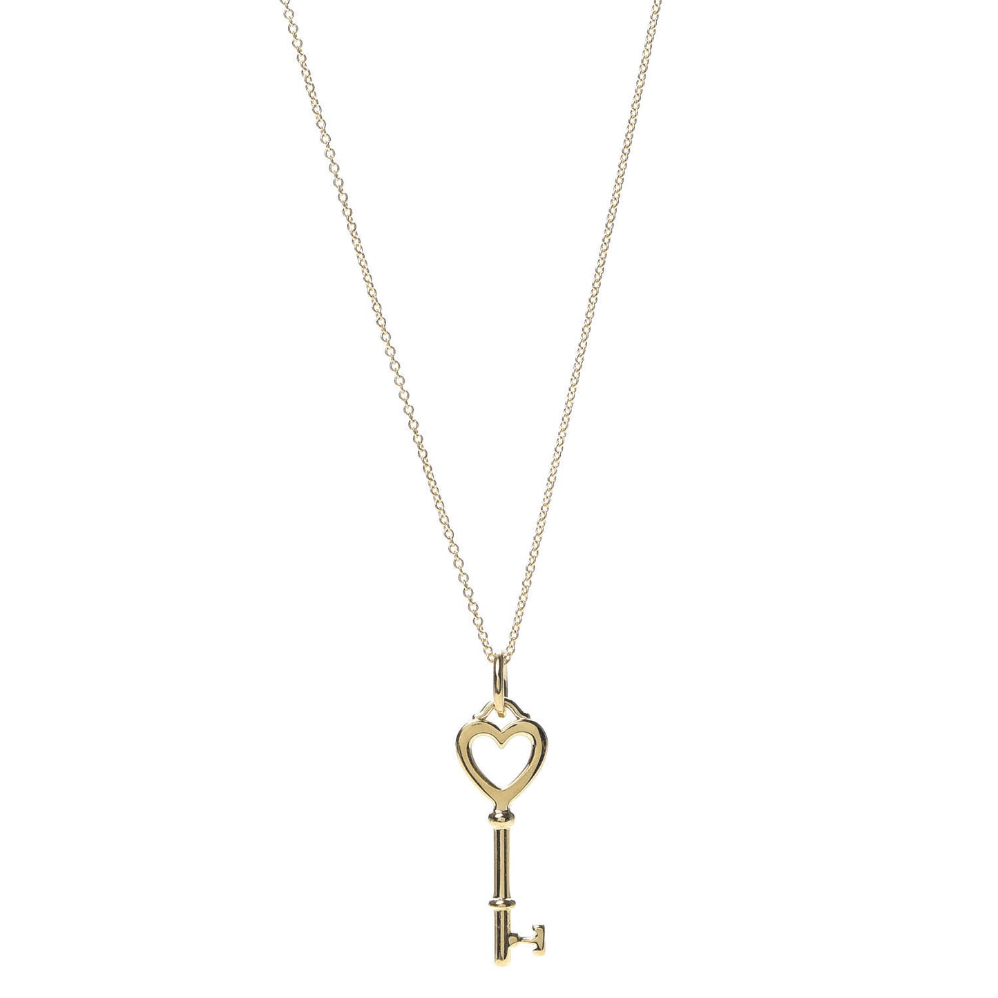 18K Yellow Gold Mini Heart Key Pendant Necklace