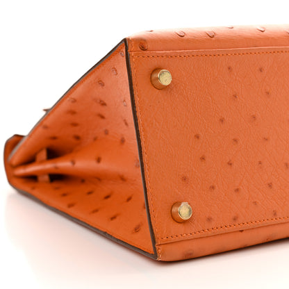 Hermes Ostrich Kelly Sellier 32 Orange 9 of 13