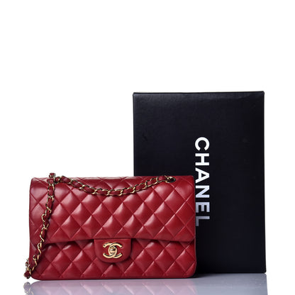 Chanel Lambskin Quilted Medium Double Flap Red Fonce 10 of 10