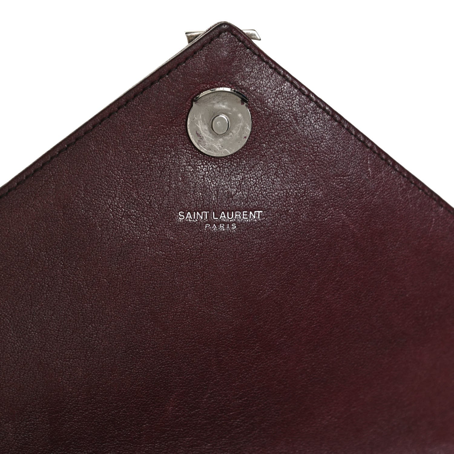 Saint Laurent Sheepskin Matelasse Chevron Monogram Medium College Bag Rouge Legion 7 of 12