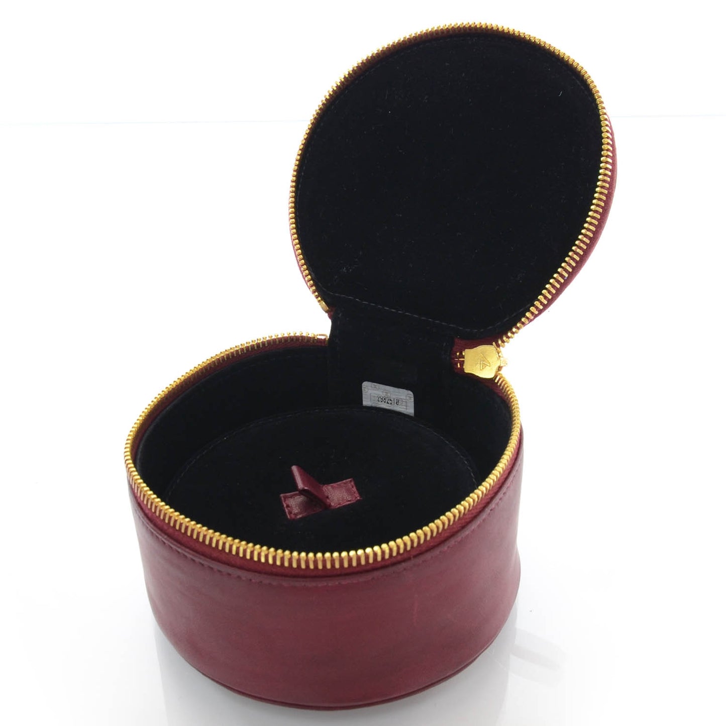 Calfskin Round Jewelry Travel Case