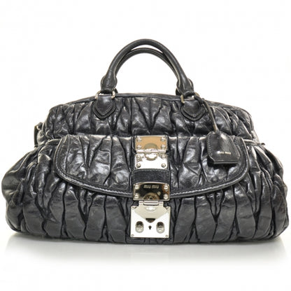 Miu Miu Leather Matelasse Coffer Tote Black 1 of 11