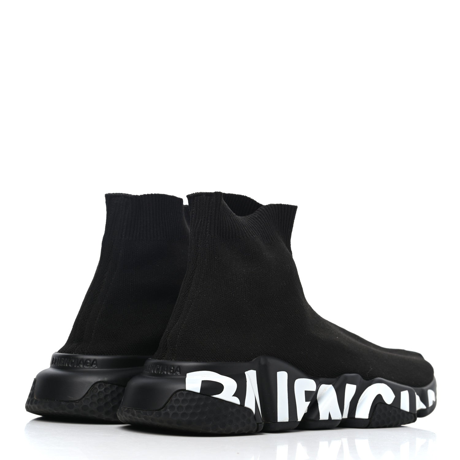 Balenciaga Neoprene Knit Womens Speed Graffiti Sneakers 38 Black White 3 of 4