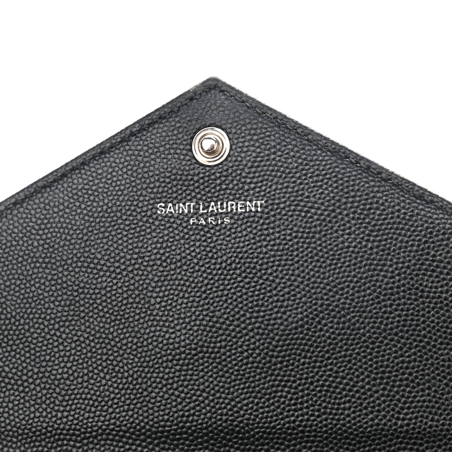 Grain De Poudre Matelasse Chevron Monogram Envelope Chain Wallet Black