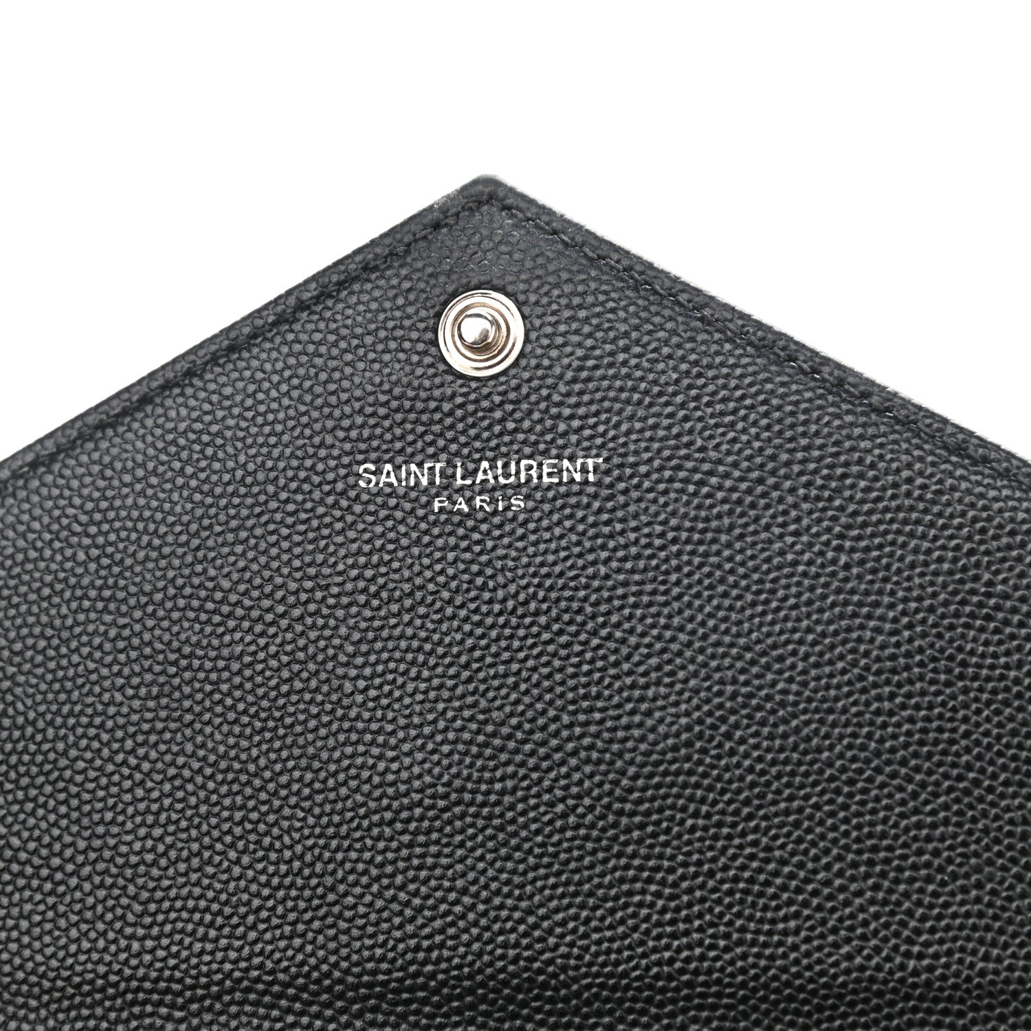 Saint Laurent Grain De Poudre Matelasse Chevron Monogram Envelope Chain Wallet Black 5 of 8