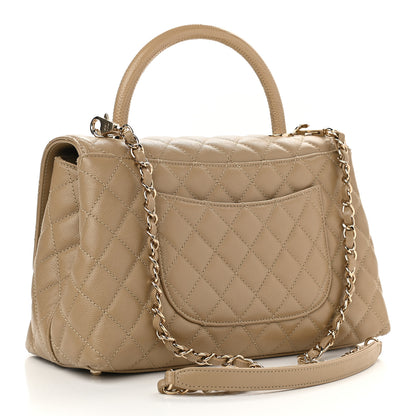 Chanel Caviar Lizard Embossed Quilted Small Coco Handle Flap Dark Beige 3 of 9