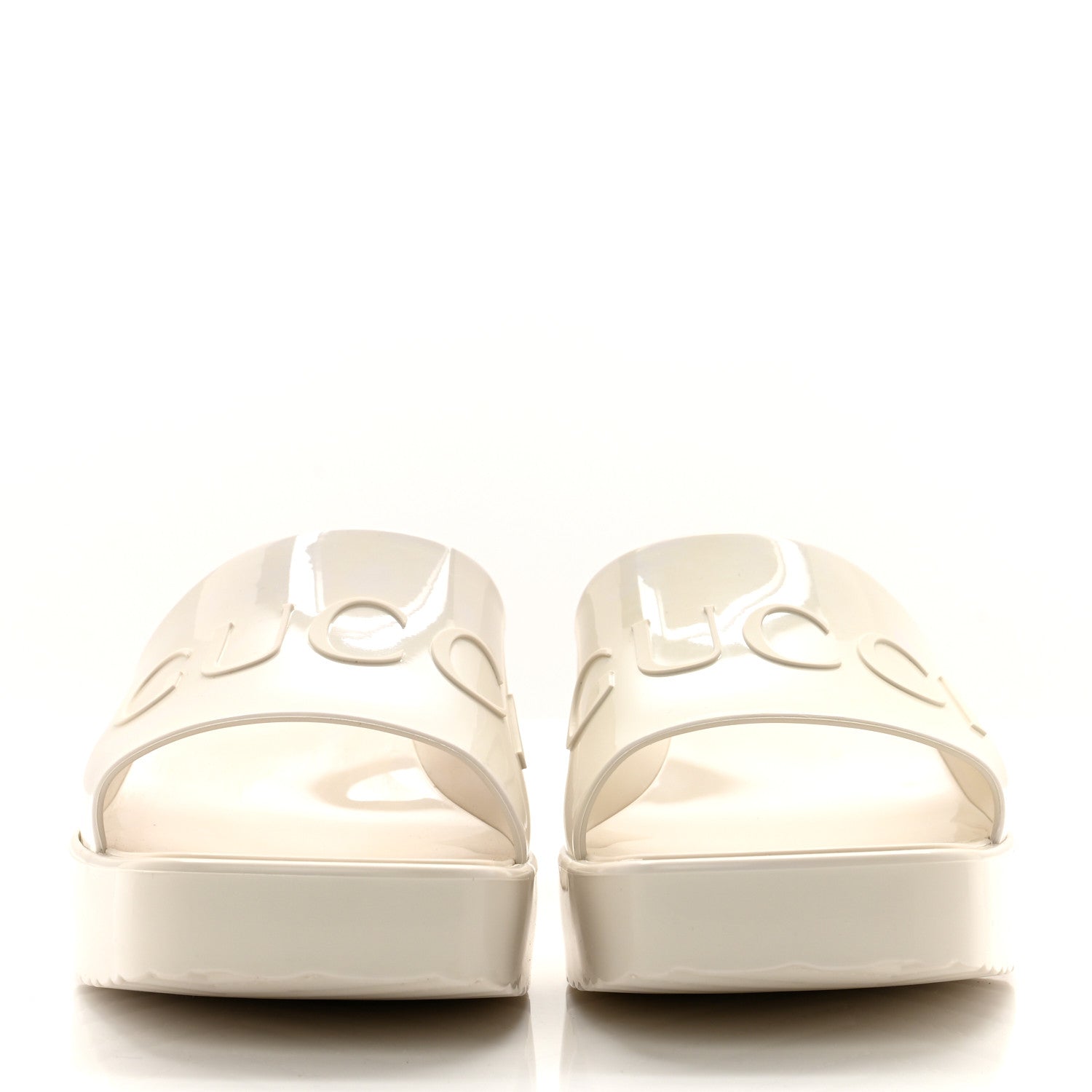 Gucci Rubber Gucci Logo Womens Platform 20/60mm Slide Sandals 38 Mystic White 2 of 8