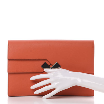 Hermes Evercolor Fortunio Clutch Orange Poppy 2 of 9