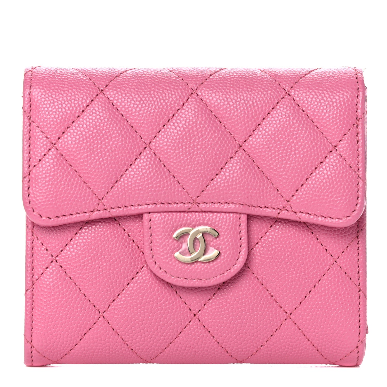 Chanel Caviar Quilted Compact Flap Wallet Pink 1 of 8