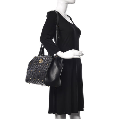 Gucci Calfskin Matelasse Studded Medium GG Marmont Tote Black 2 of 21