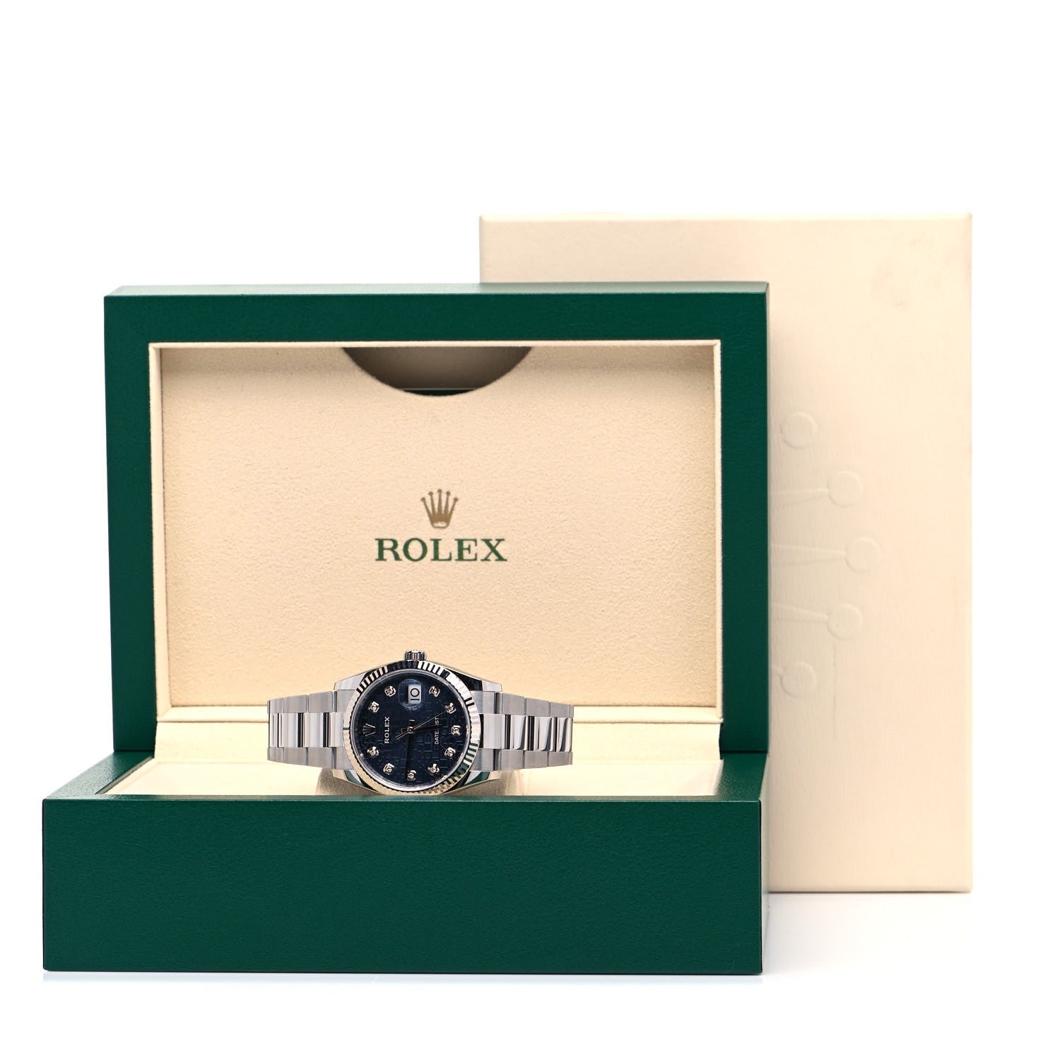 Rolex Stainless Steel 18K White Gold Diamond 36mm Oyster Perpetual Datejust Watch Blue Jubilee 126234 5 of 5