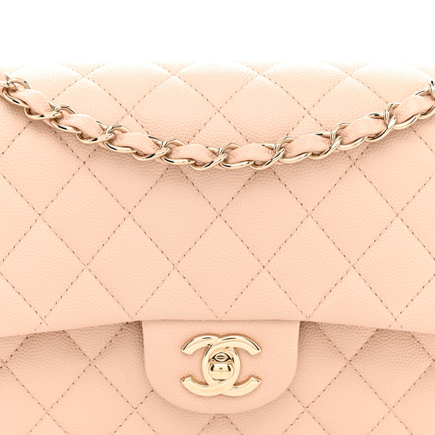 Chanel Caviar Quilted Medium Double Flap Light Beige 8 of 10