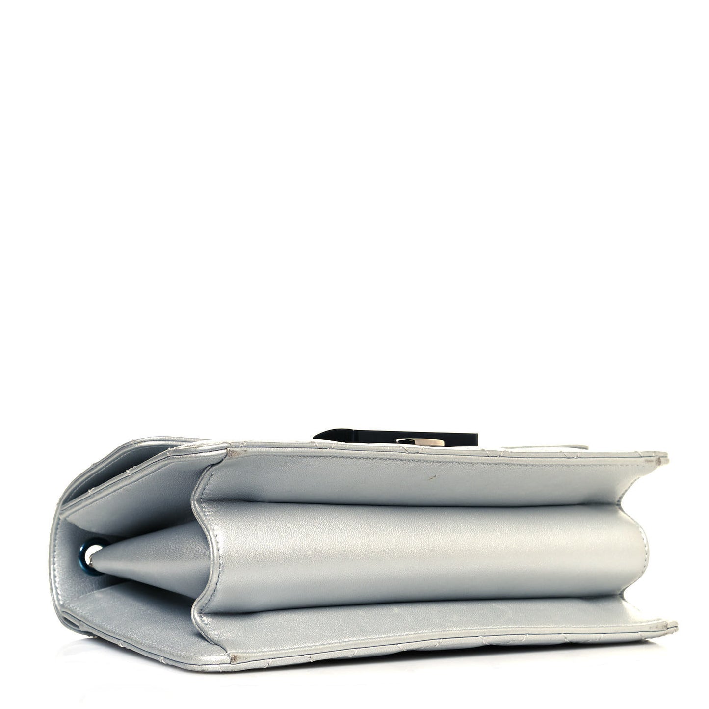 Metallic Sheepskin Quilted Beauty Lock Flap Silver