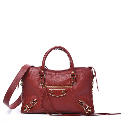 Balenciaga Chevre Gold Metallic Edge Hardware S City Rouge Groseille 2 of 12